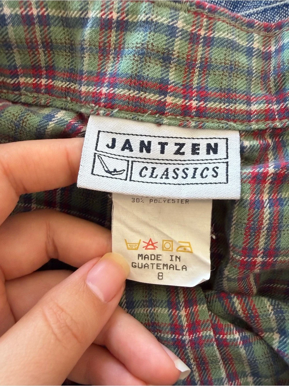 Vintage Jantzen Classics Cotton Green Red Plaid High Waist Shorts Size 8